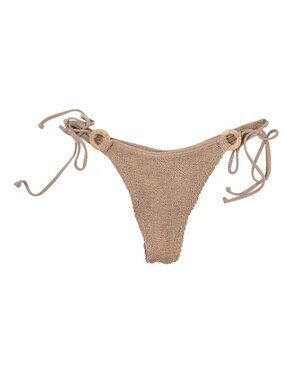 Bond-Eye Ring Tie Side Vista Brief Bikini Bottoms in Tan
